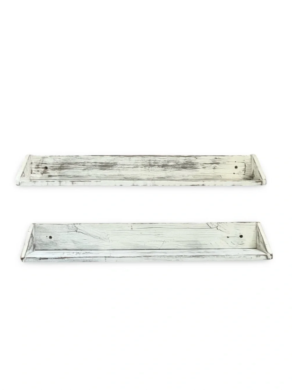 Rustic White Wooden Wall Shelves 29.5 Inch Length- Set of 2
